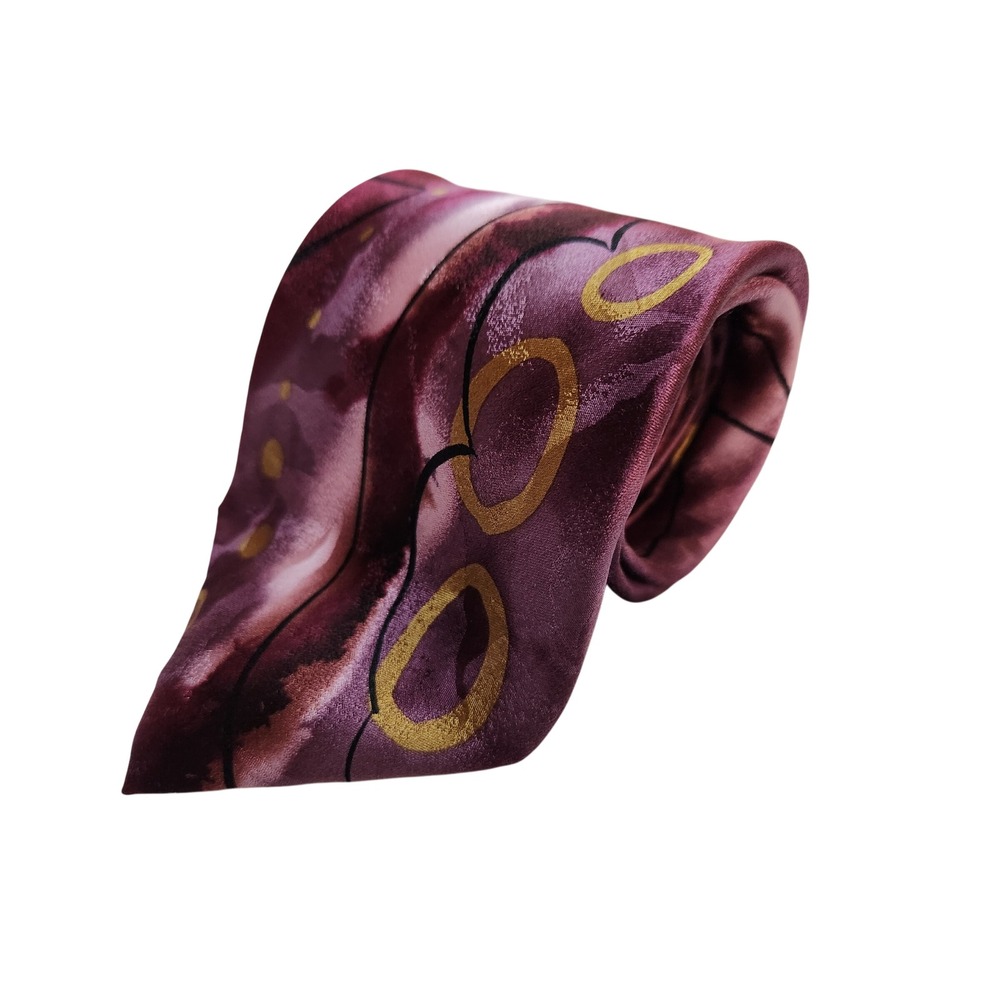 J Garcia‎ Mens Silk Tie Creme de Menthe Hangover Collection 47 Purple Burgundy